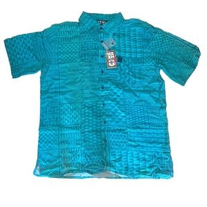 NWT Hawaii's Finest Button-down Aloha Shirt Teal Large